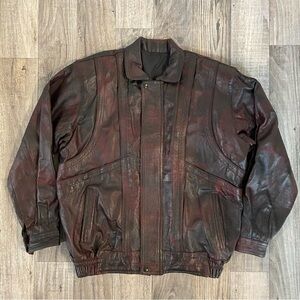 VINTAGE Men’s Unique Faux Leather Bomber Jacket